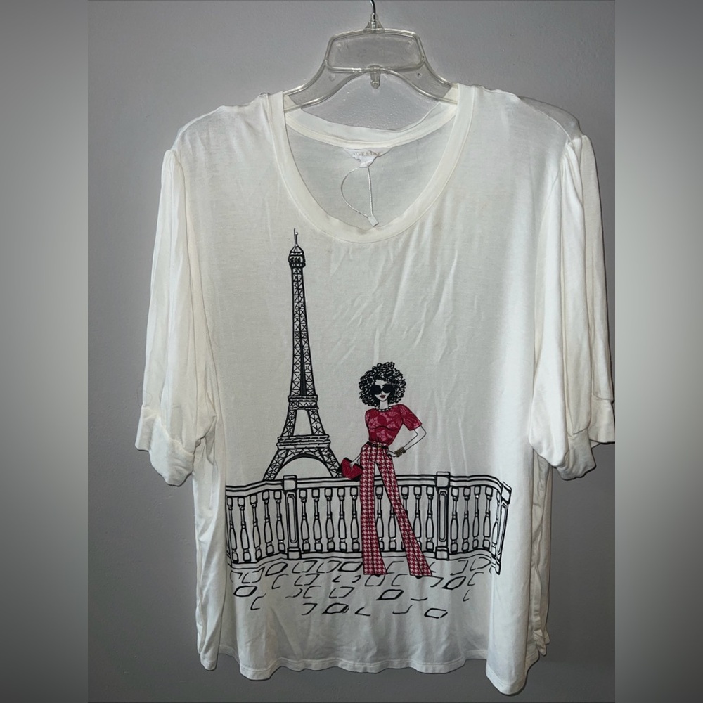 Love+Lace ~Women Sz 3XL Ivory Sleeve Balloons Round Neck Sweater Top Stretch.jn